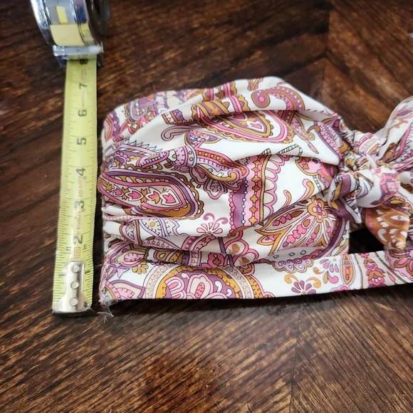 Paisley Bandeau Bikini Set XL NWT Boho Pink Orange Removable Strap High Cut - Picture 8 of 11